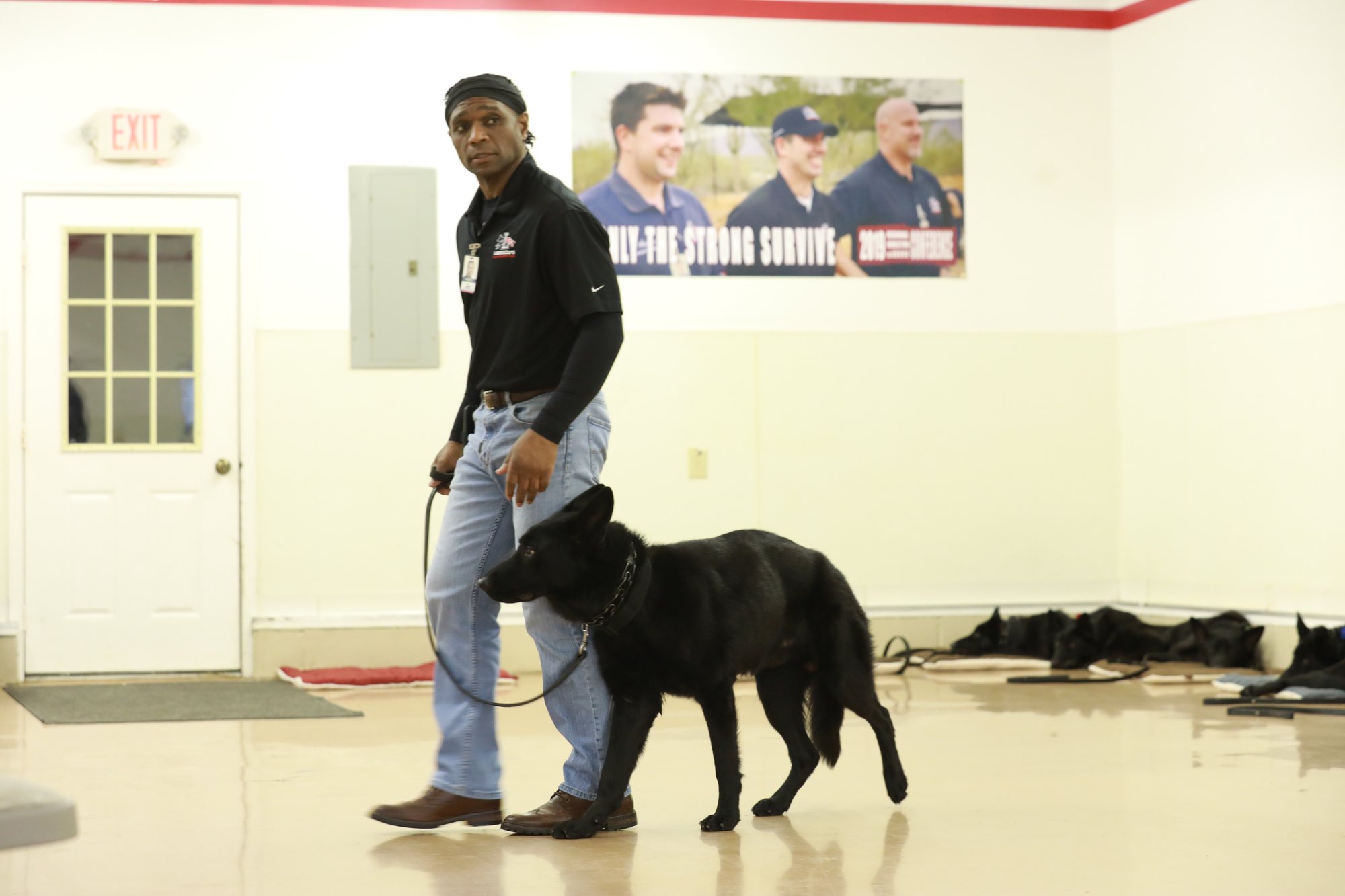 A Chicago family with their trained dog at home